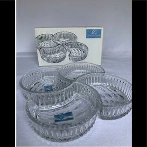 NIB Mikasa Crescent Set/4 Crystal Serving Dishes